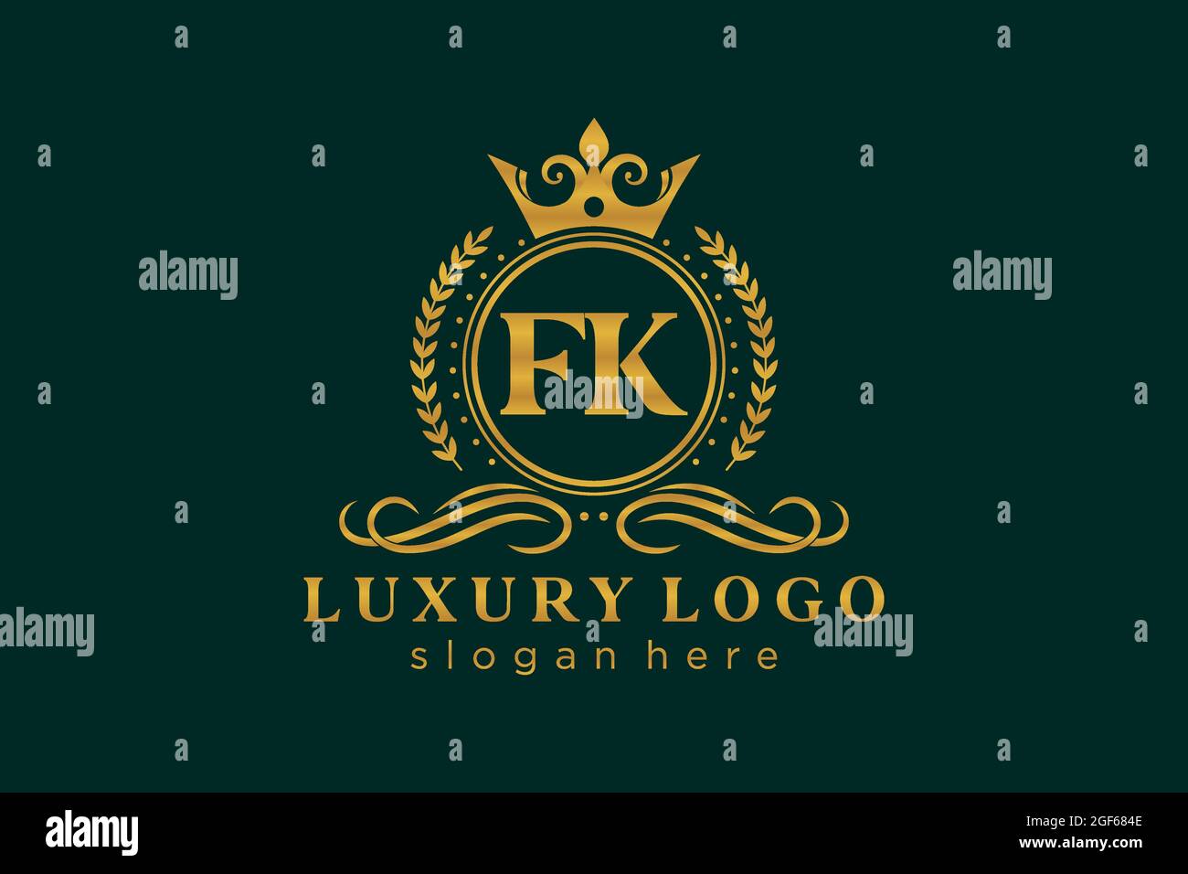 FK Letter Royal Luxury Logo template in vector art for Restaurant, Royalty, Boutique, Cafe, Hotel, Heraldic, Jewelry, Fashion and other vector illustr Stock Vector