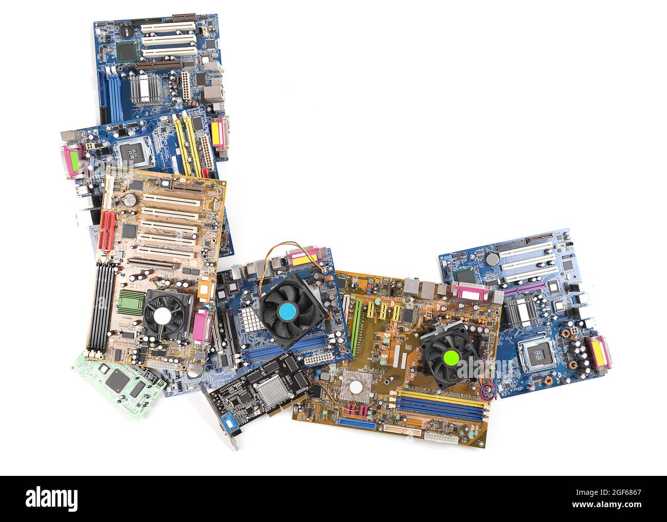Computer motherboards with fans, isolated on white Stock Photo Alamy