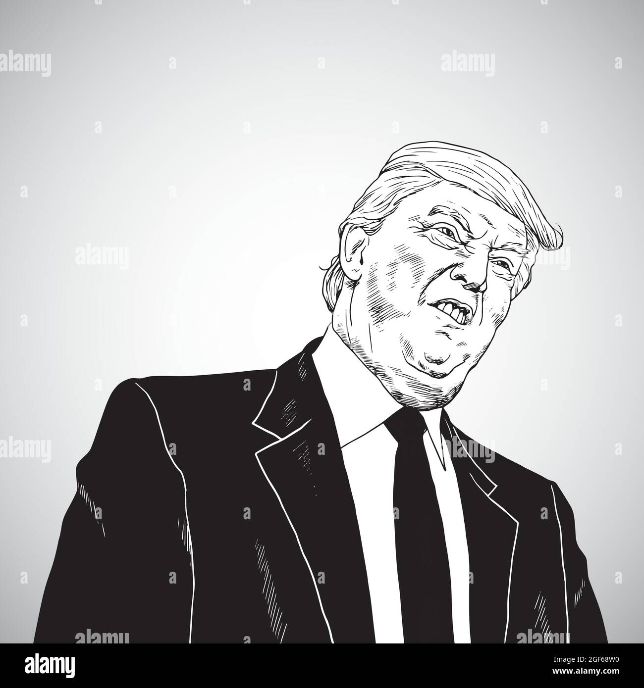 Donald Trump Vector Illustration. Hand Drawn Drawing. August 24, 2021 Stock Vector