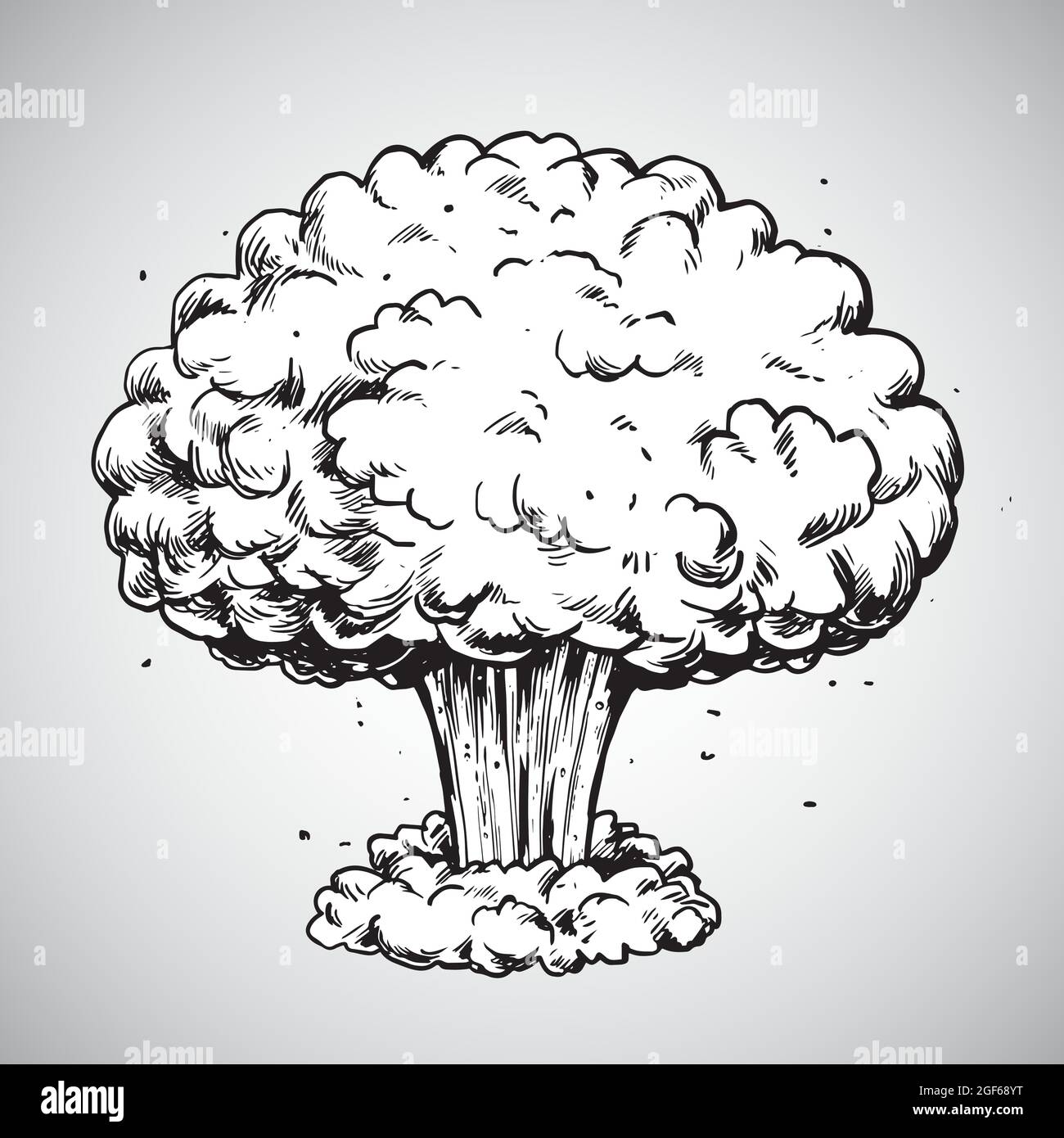 Nuclear Explosion Mushroom Cloud Drawing Illustration Vector Stock Vector