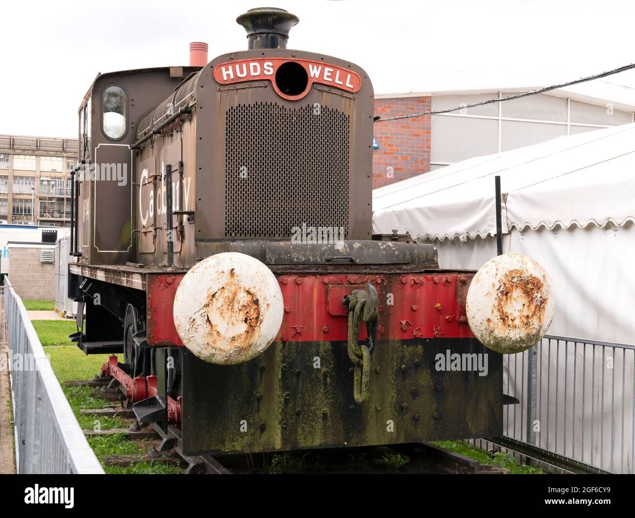 Old shunting train engine on display Stock Photo