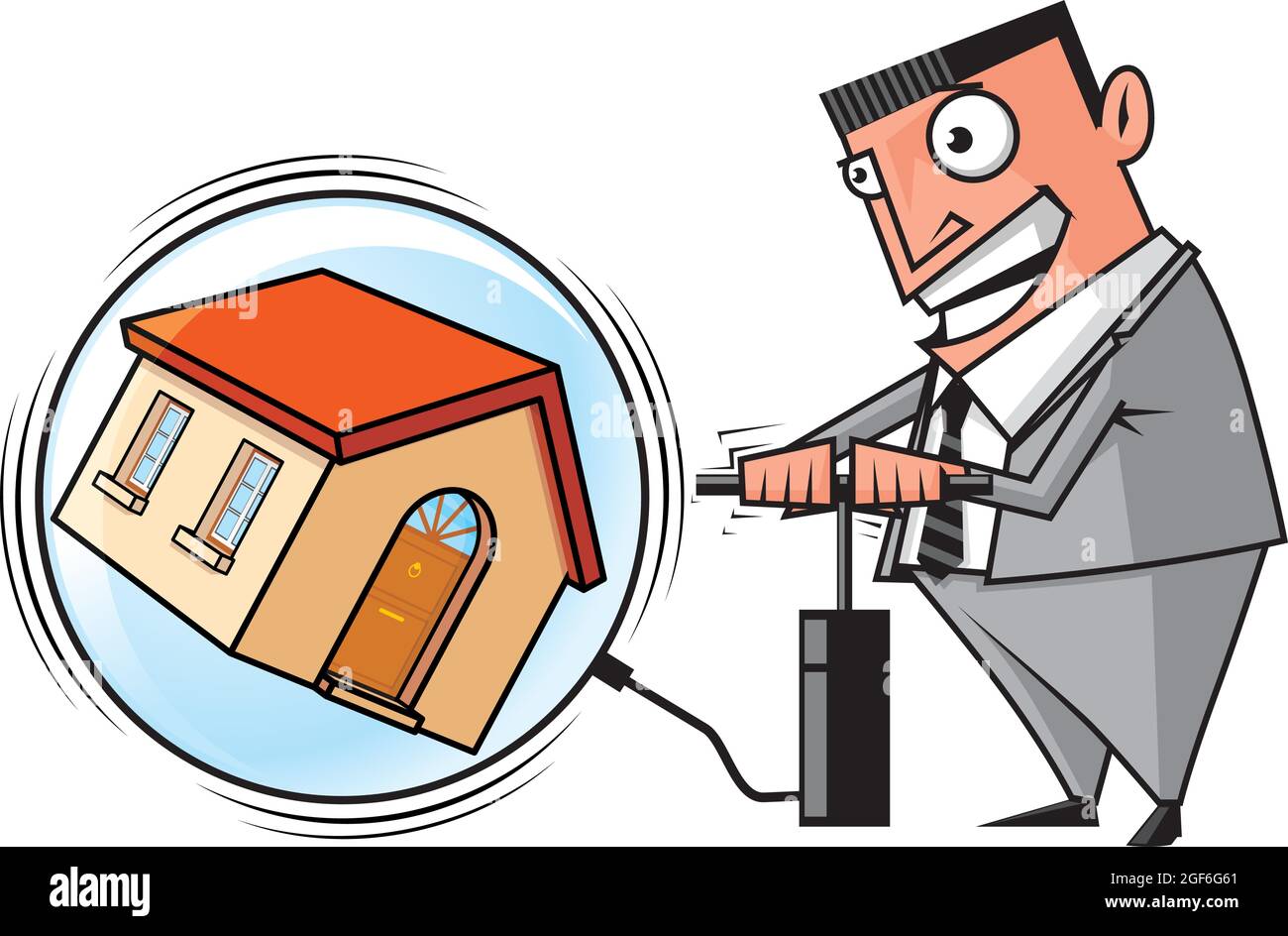 Vector illustration Speculator inflating the real estate bubble Stock
