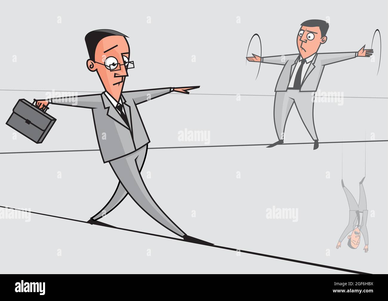 Vector illustration Businessmen on the tightrope Stock Vector Image ...