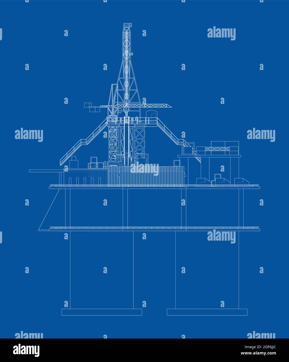 Offshore Rig Model Draw Offshore Oil Rig. Vector rendering of 3d Stock Vector Image & Art - Alamy