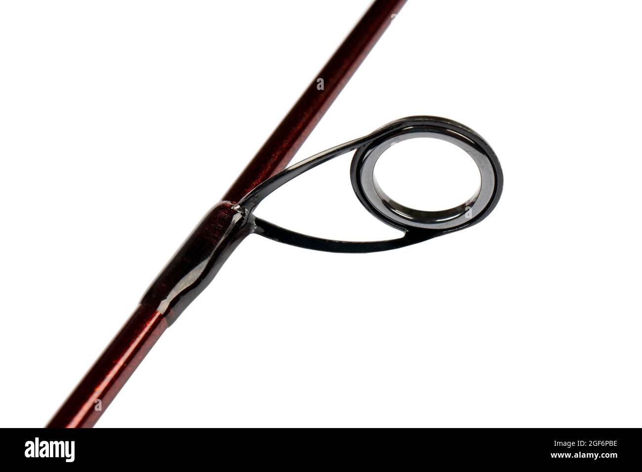 Fishing rod spinning ring with closeup. Fishing rod. Rod rings