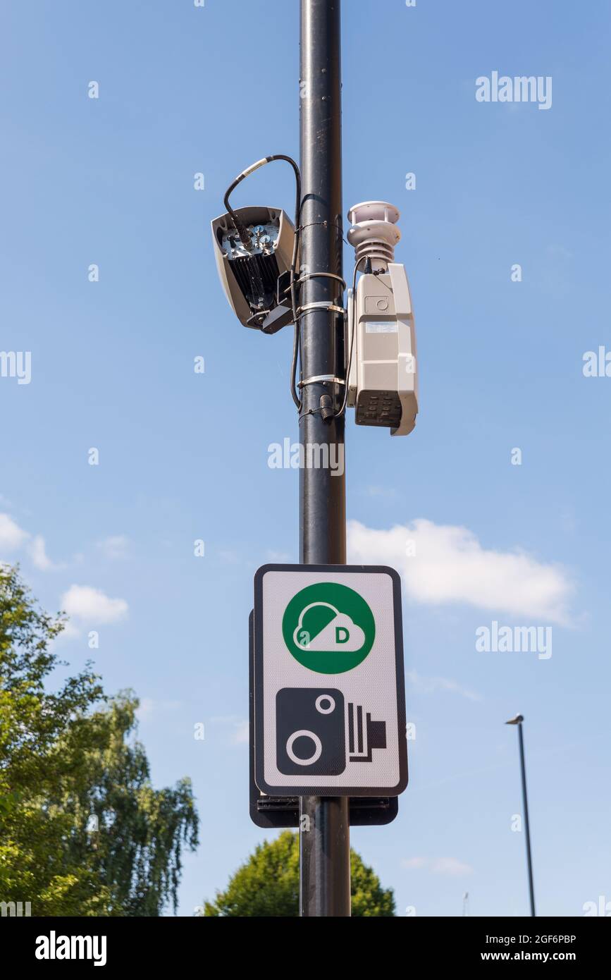 Signs warning about Birmingham Clean Air Zone charges Stock Photo