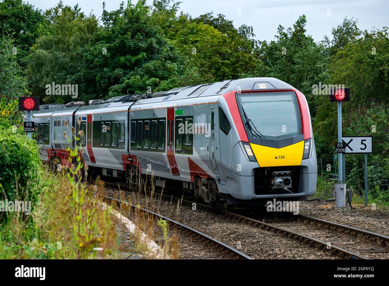 GreaterAnglia passenger train, Woodbridge, Suffolk, England. Stock Photo