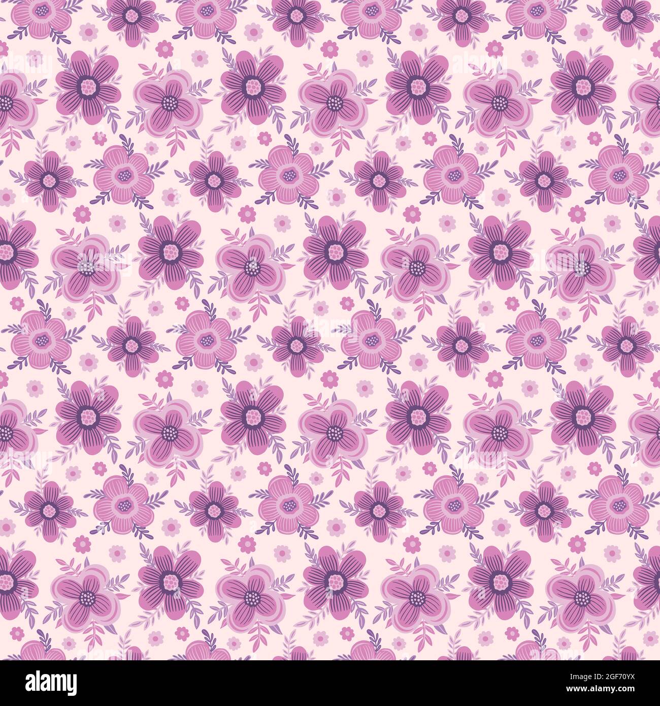 Seamless purple small flower pattern. Decoration beautiful background  design. Drawing vintage floral textile fashion Stock Vector Image & Art -  Alamy
