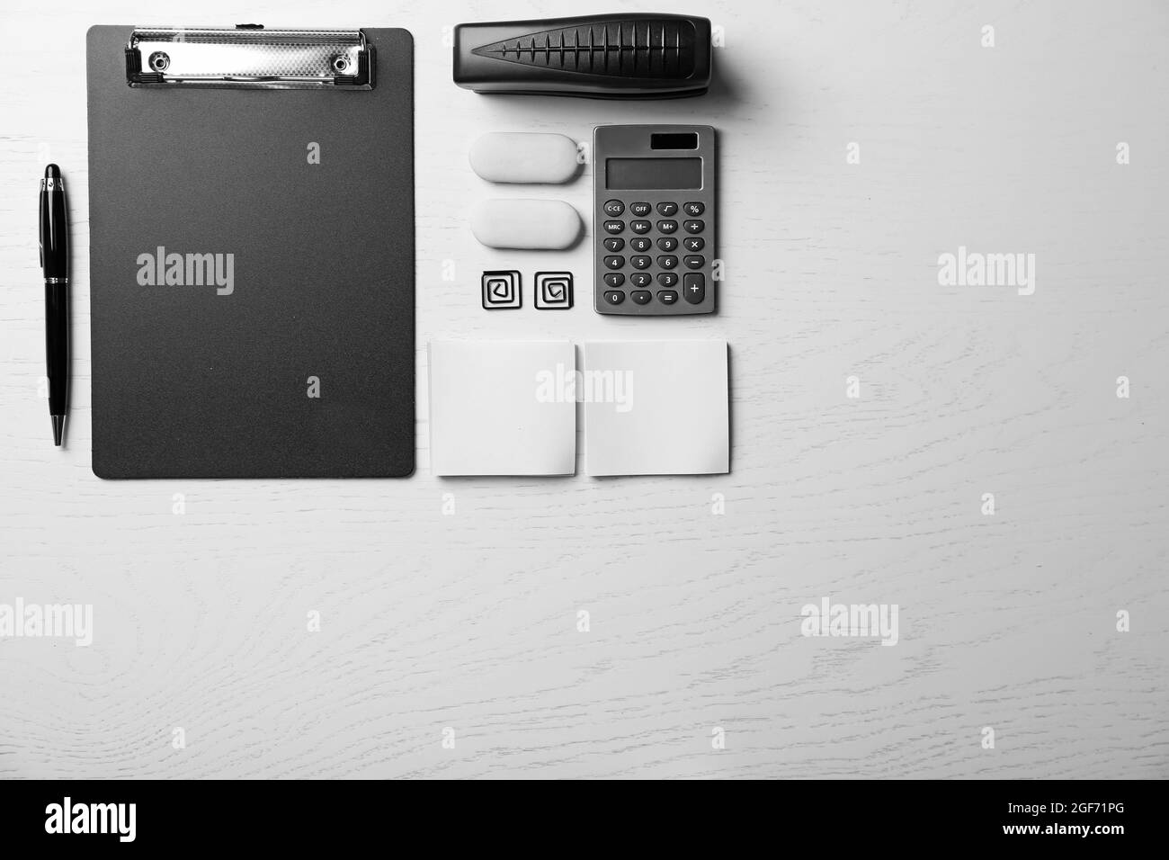 Set of office stationery isolated on a white background Stock Photo - Alamy