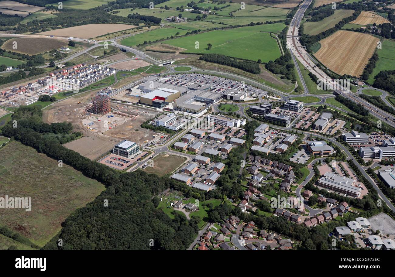 aerial view of The Springs Retail Park and businesses on Century Way on
