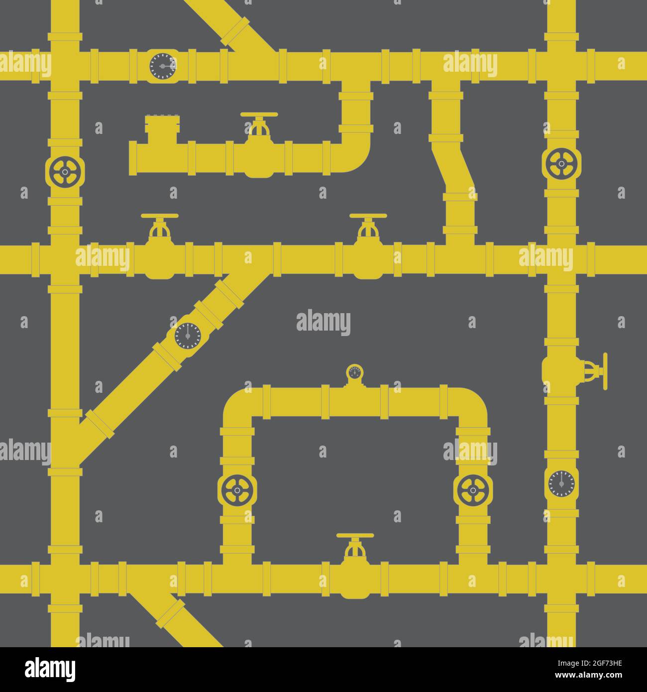 Seamless plumbing pattern. Industrial pipe and fitting repeat