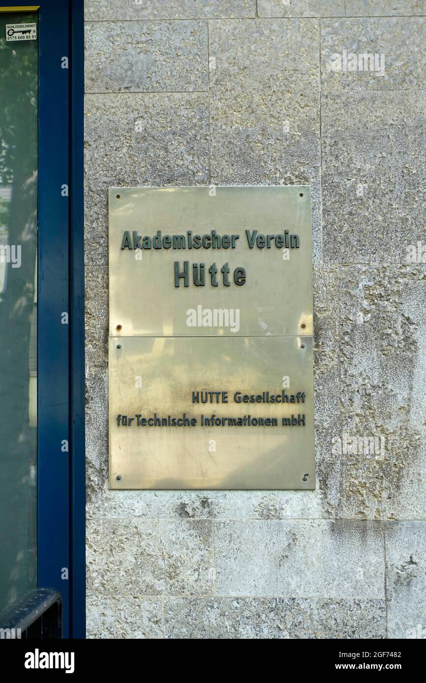 Akademischer Verein Hütte, Hütte Gesellschaft für Technische Informationen mbH, Berlin, Germany Stock Photo