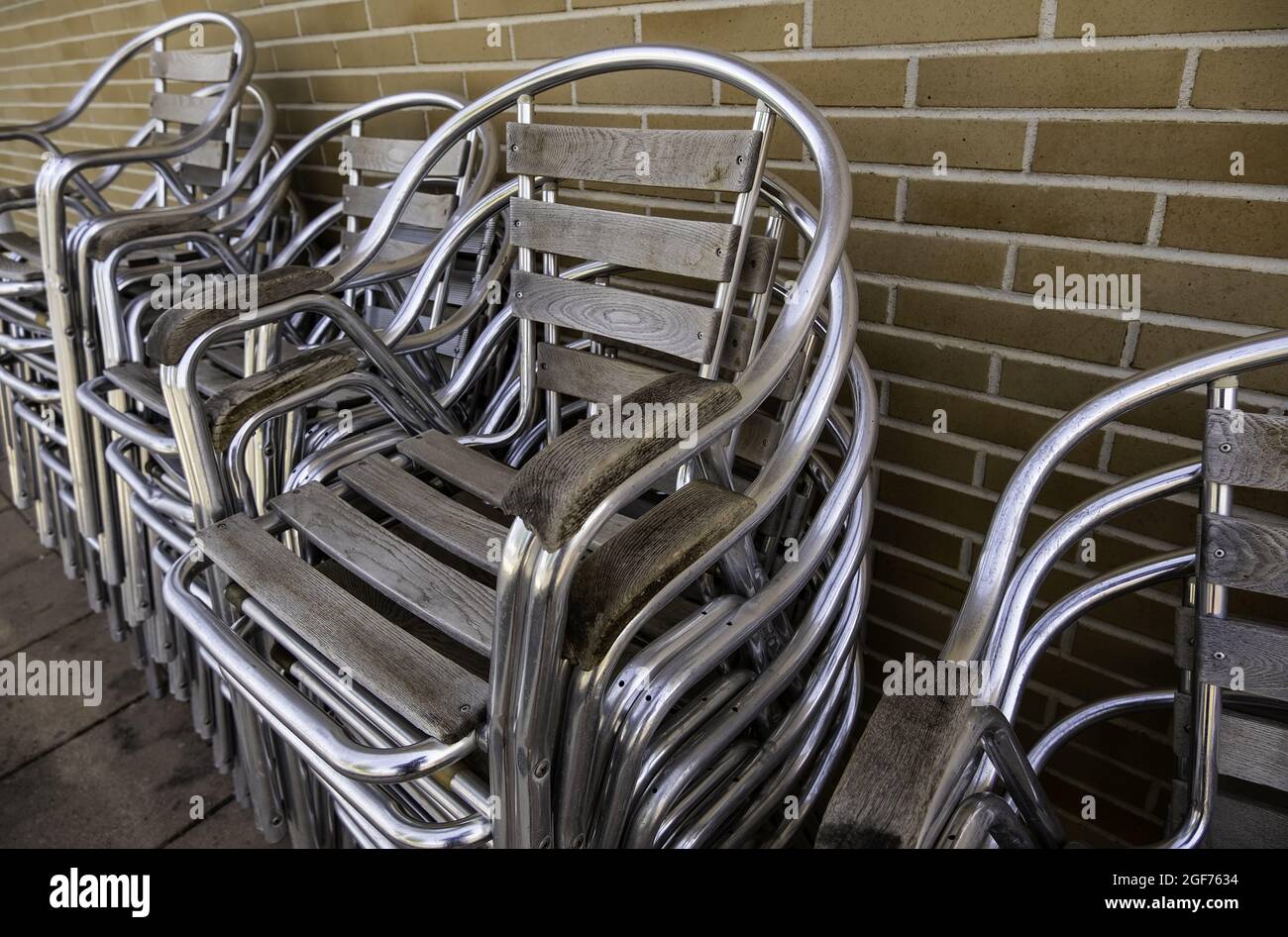 Detail of chairs for rest and relaxation in an outdoor space Stock Photo