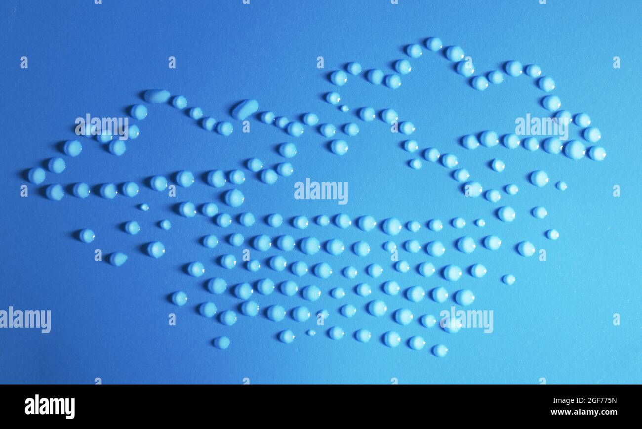 Rain clouds made of water drops on blue background Stock Photo Alamy