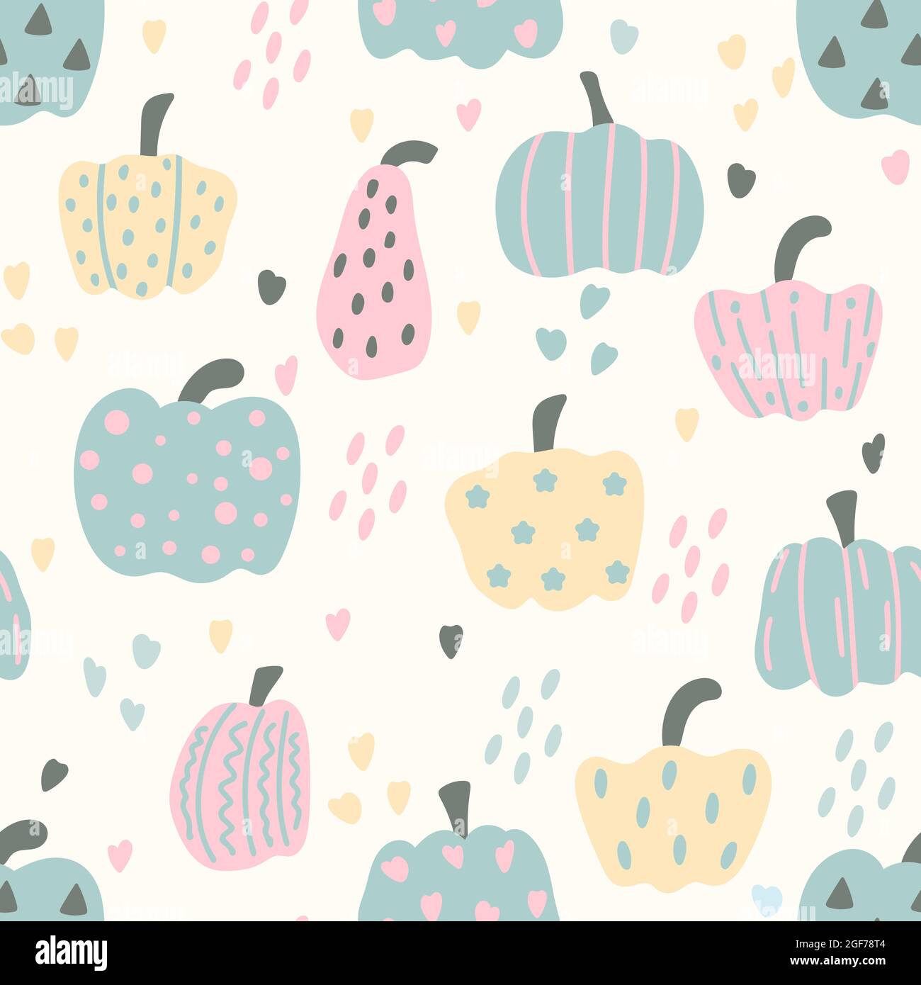 Seamless pattern with autumn pumpkins vector illustration. Background ...