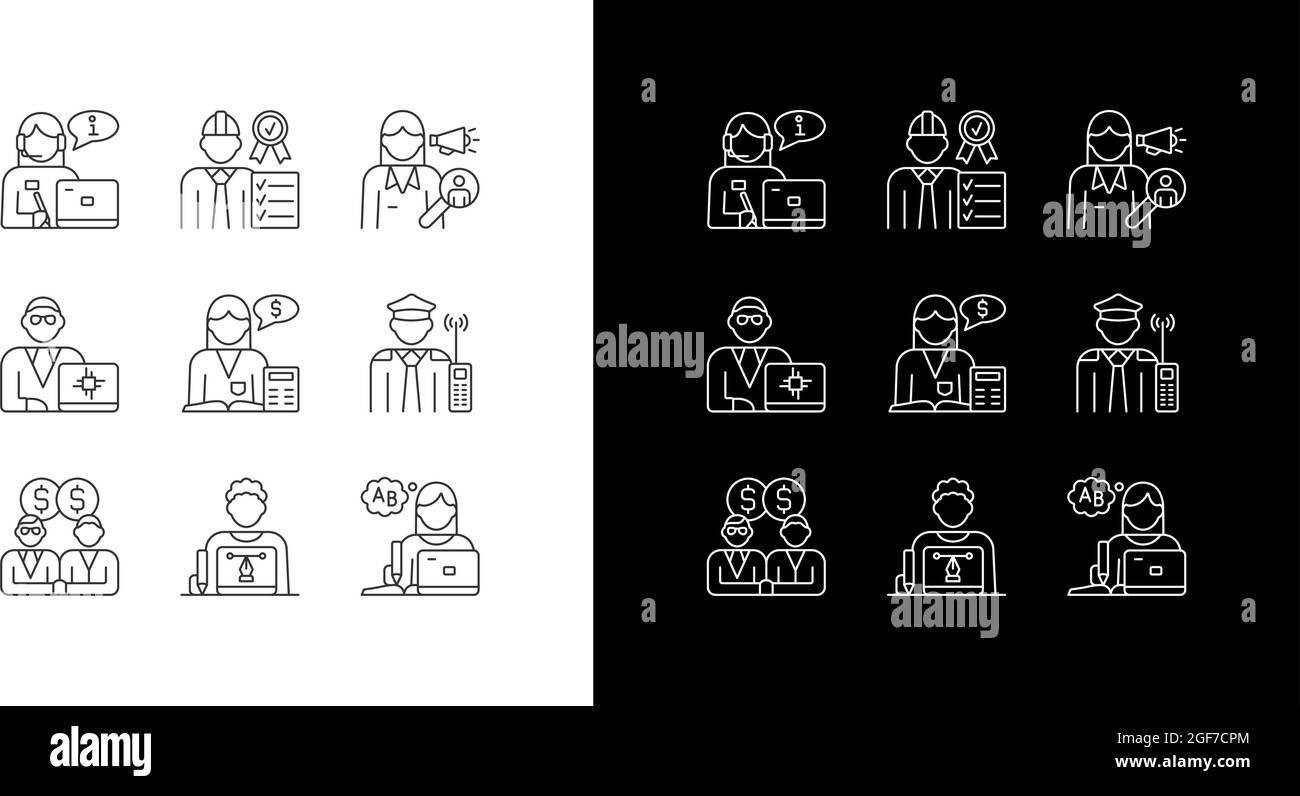 Employees team linear icons set for dark and light mode Stock Vector ...