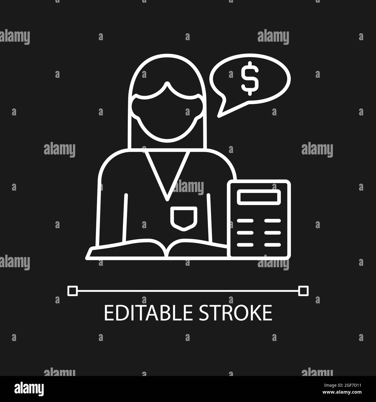 Accountant white linear icon for dark theme Stock Vector Image & Art ...