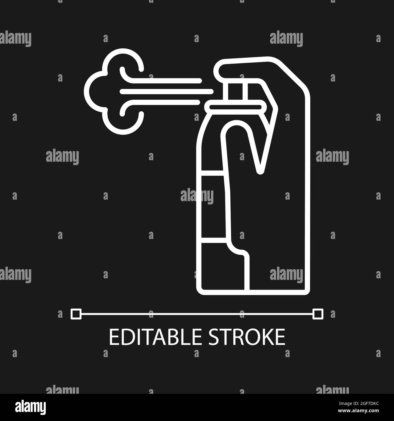 Compressed air cleaner white linear manual label icon for dark theme ...