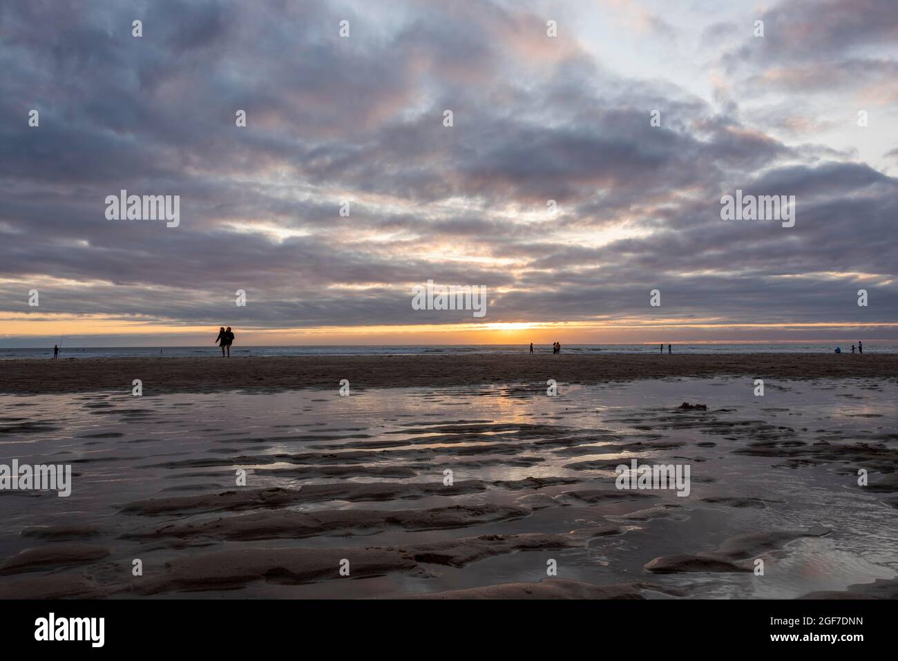 Sunset by the sea, Atlantic Ocean, Bay of Biscay, Carcans Plage