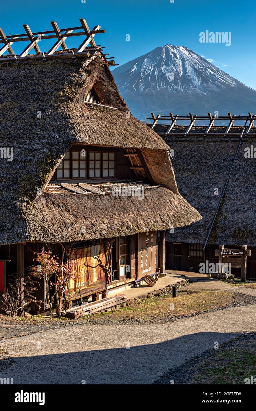 Traditional village of Saiko Iyashi-no-Sato Nenba, Fujikawaguchiko, Minatsimuru, Yamanashi, Japan. Stock Photo