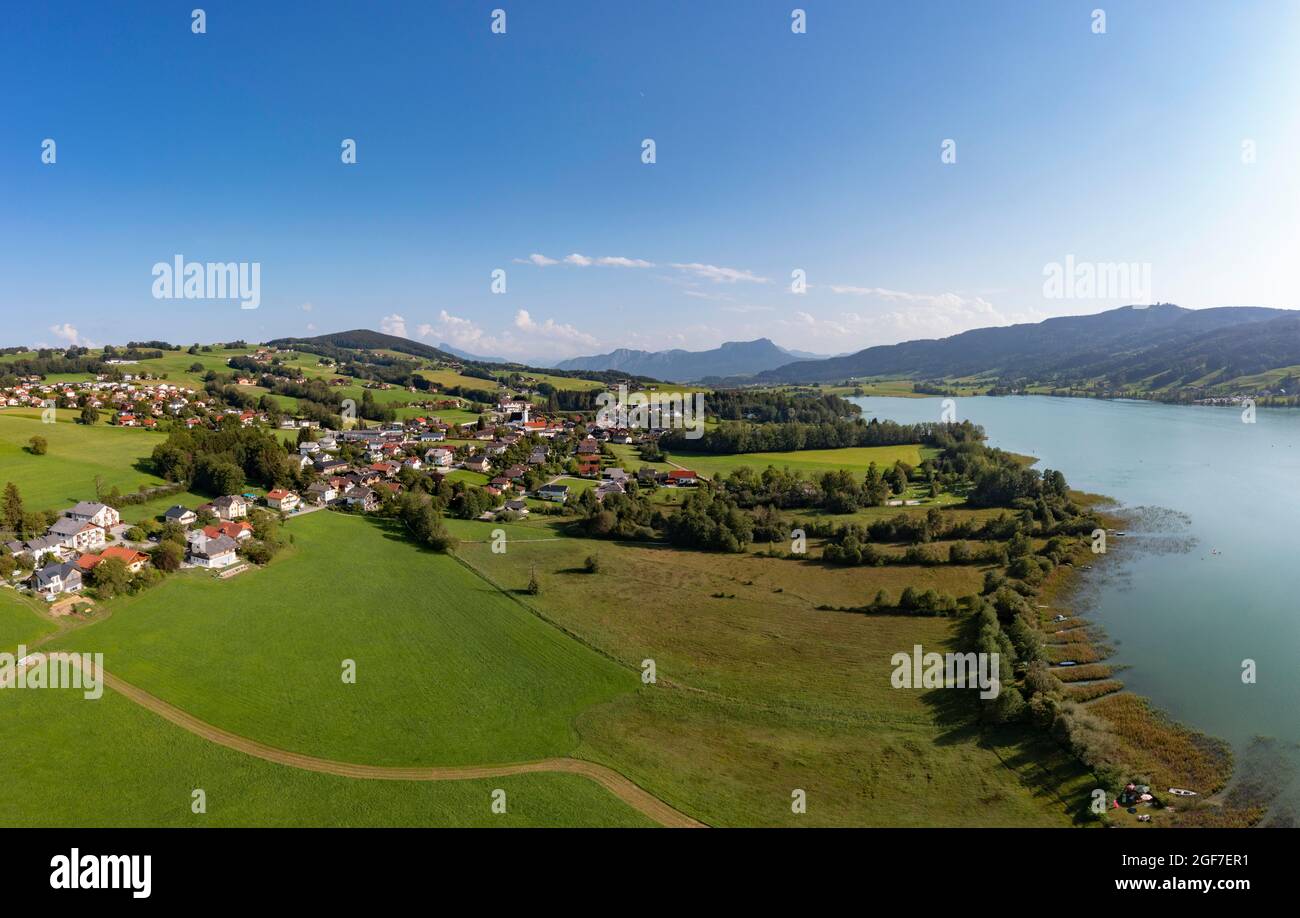 Drone shot, Zell am Moos am Irrsee, Salzkammergut, Upper Austria, Austria Stock Photo