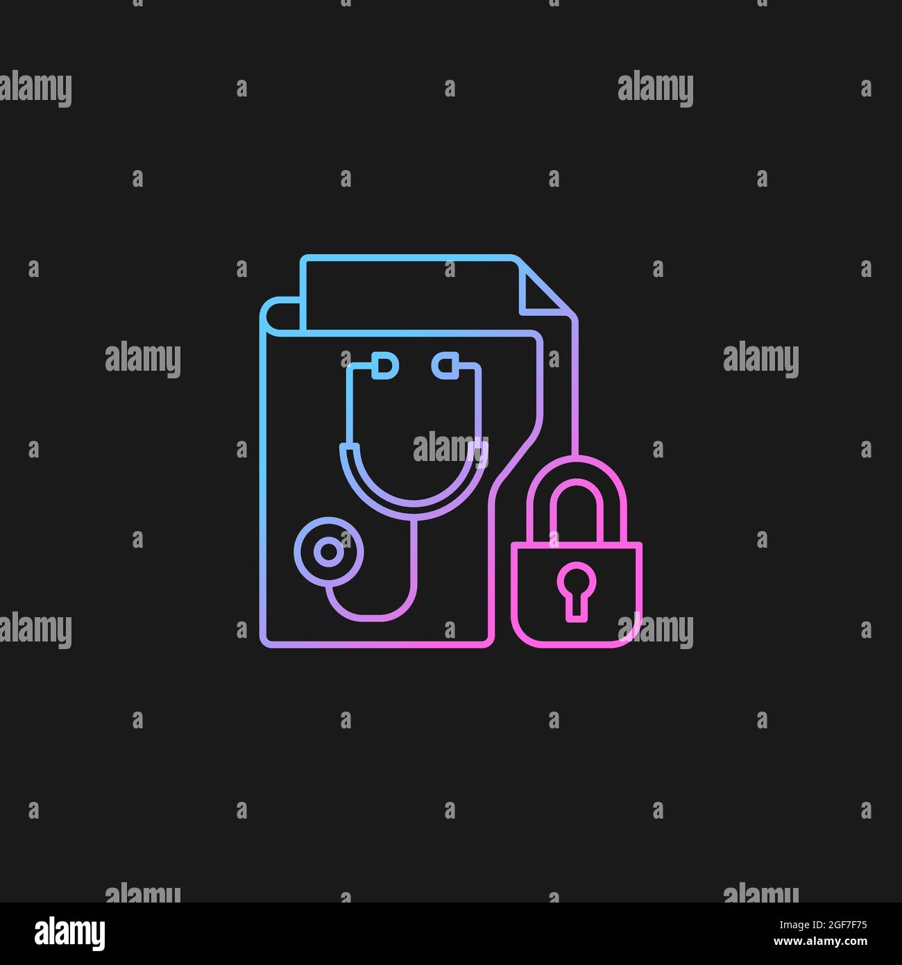 Protected health information gradient vector icon for dark theme Stock Vector