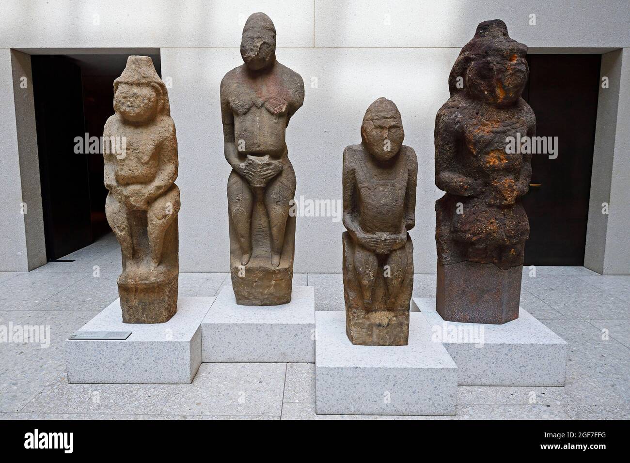 Cuman woman, and men figures, 12th century, Neues Museum, Museum Island, Berlin, Germany Stock Photo