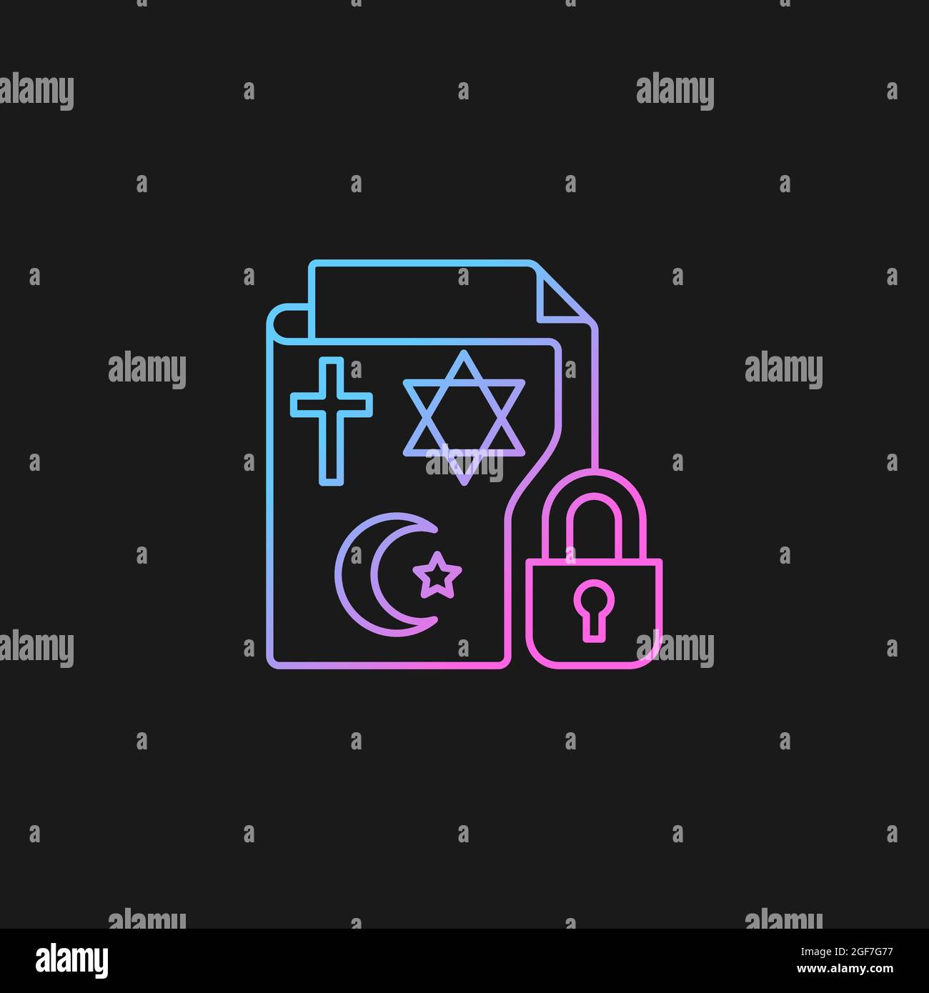 Religious beliefs information gradient vector icon for dark theme Stock Vector