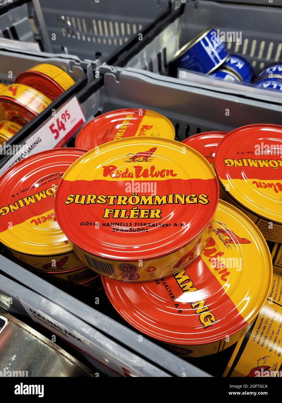 Sour herring from Röda Ulven company in a grocery store Stock Photo Alamy