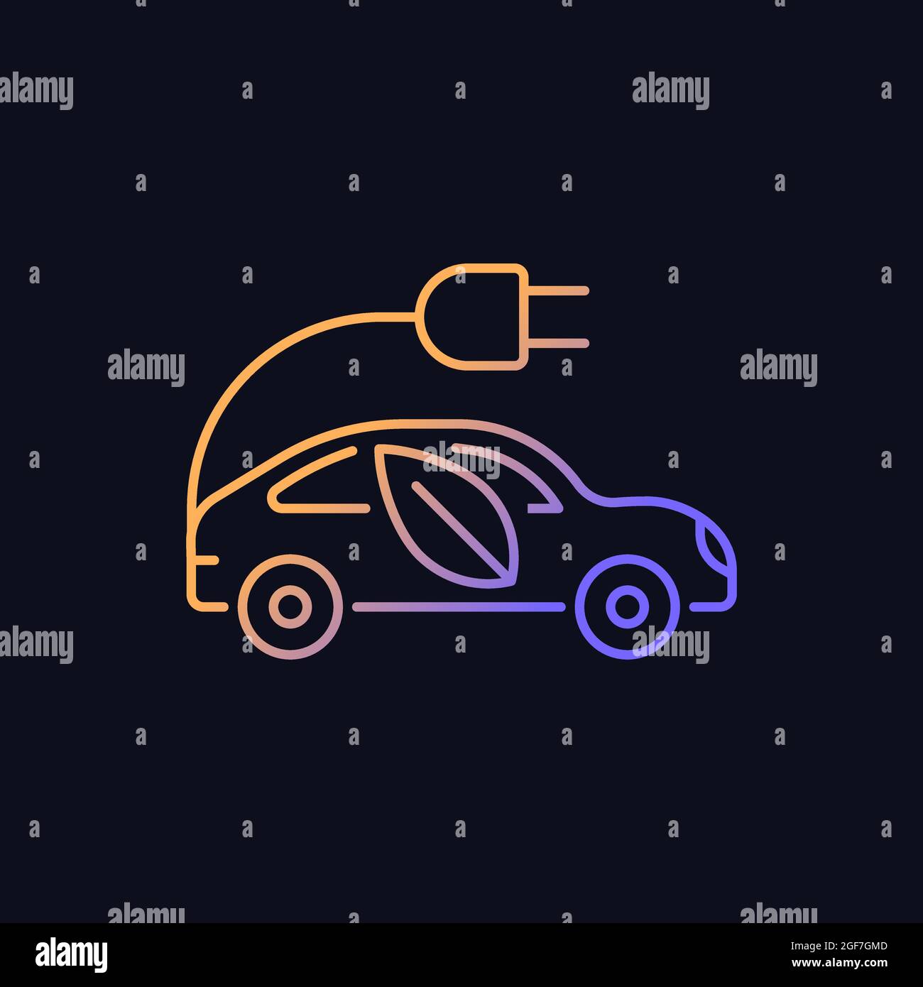 Electric taxi gradient vector icon for dark theme Stock Vector