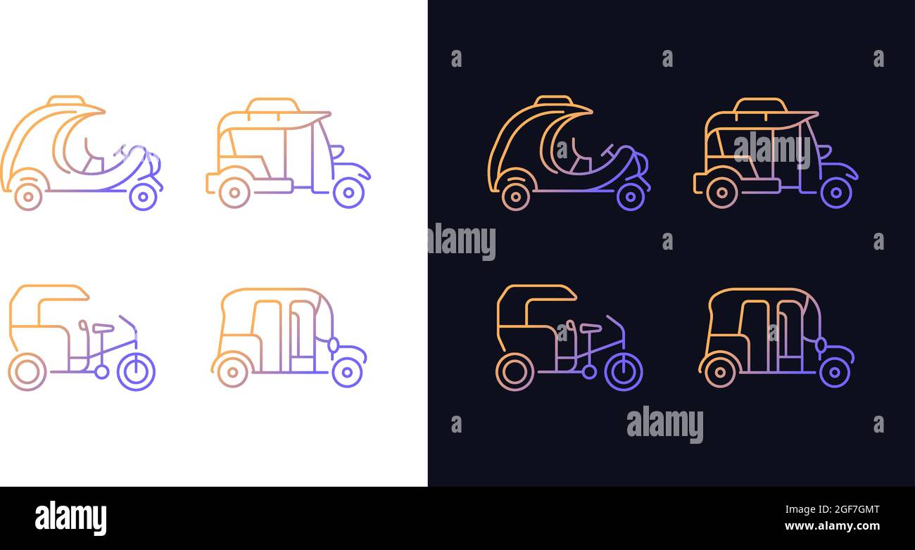 Transporting passengers business gradient icons set for dark and light mode Stock Vector