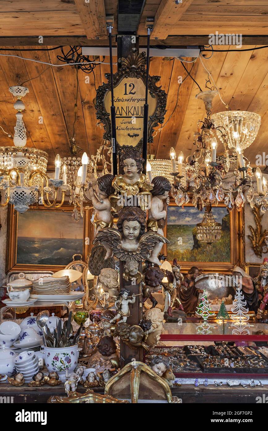 Chandeliers and bric-a-brac, Auer Dult, Munich, Bavaria, Germany Stock Photo