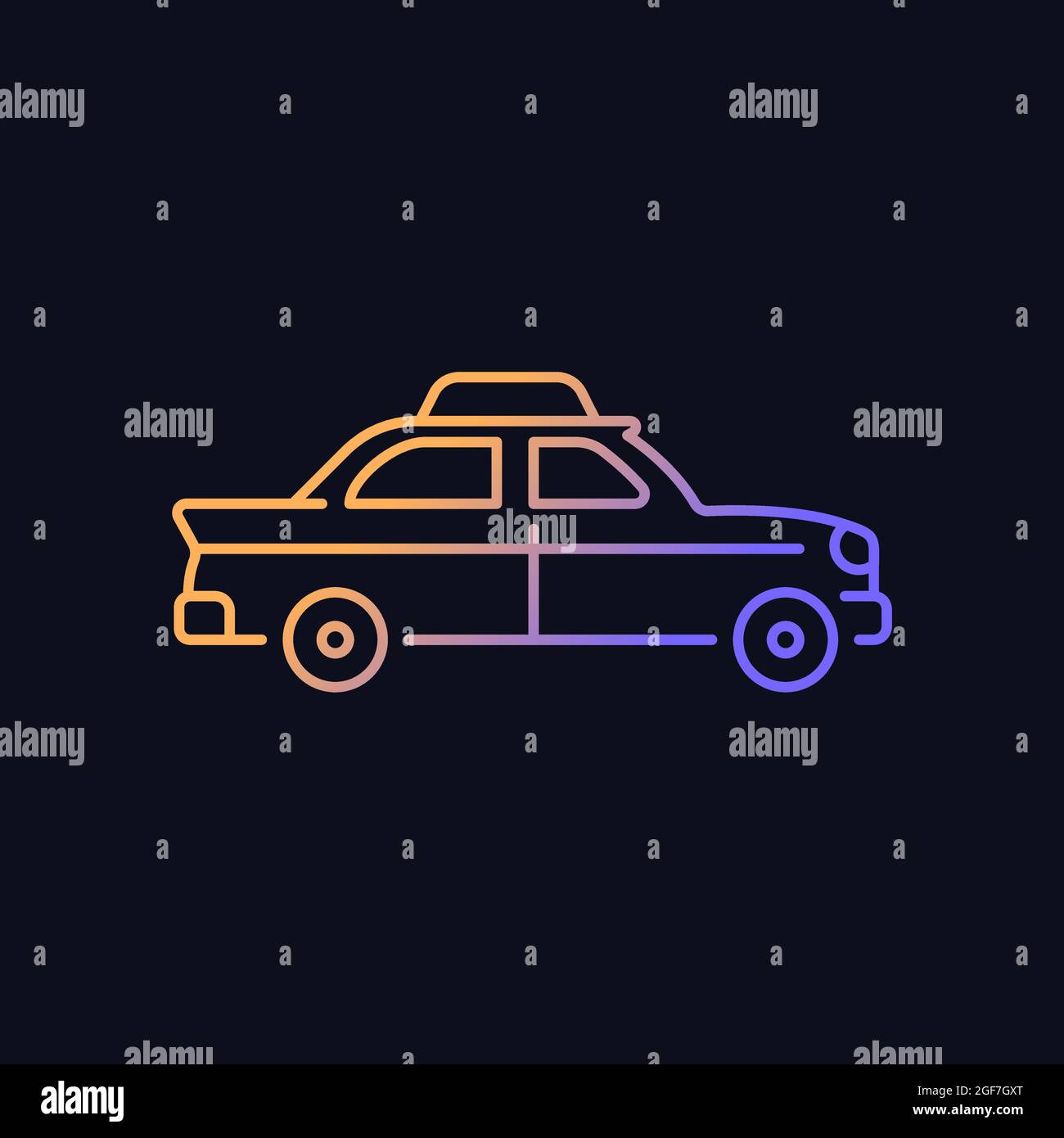 Retro taxi car gradient vector icon for dark theme Stock Vector