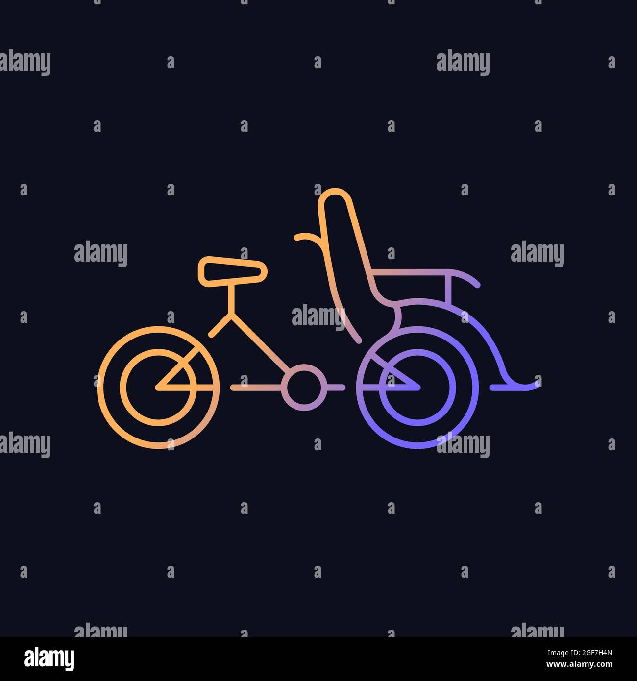 Cyclo taxi gradient vector icon for dark theme Stock Vector