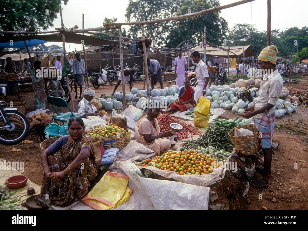 Weekly market at Thudiyalur in Coimbatore, Tamil Nadu, India Stock