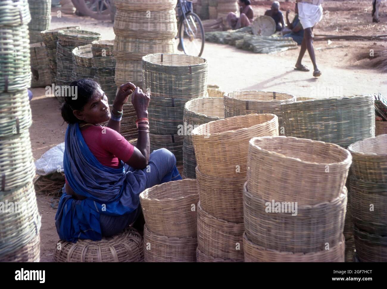 Basket shop; Weekly market at Thudiyalur in Coimbatore, Tamil Nadu