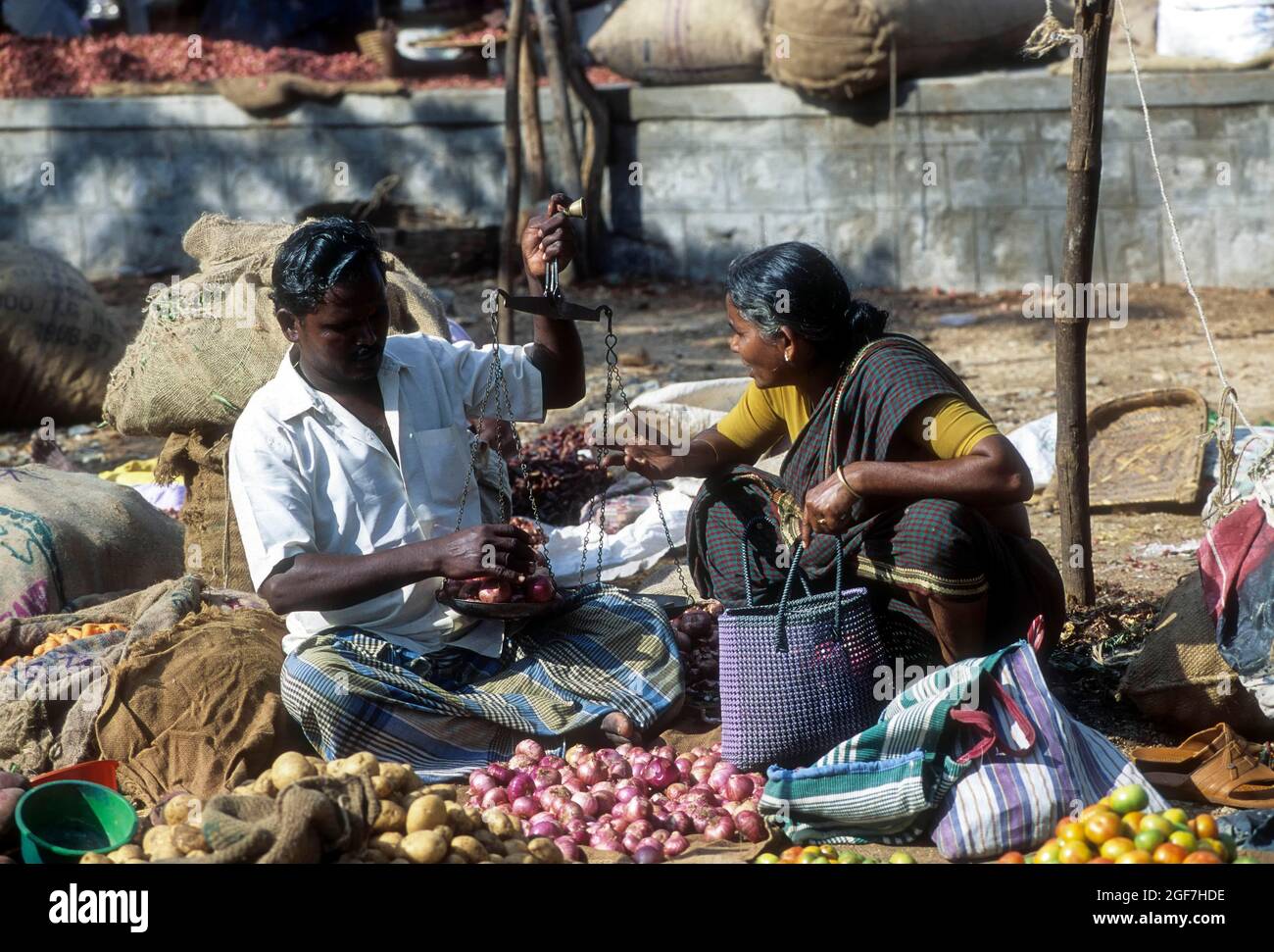 Weekly market at Perundurai near Erode in Tamil Nadu, India Stock Photo