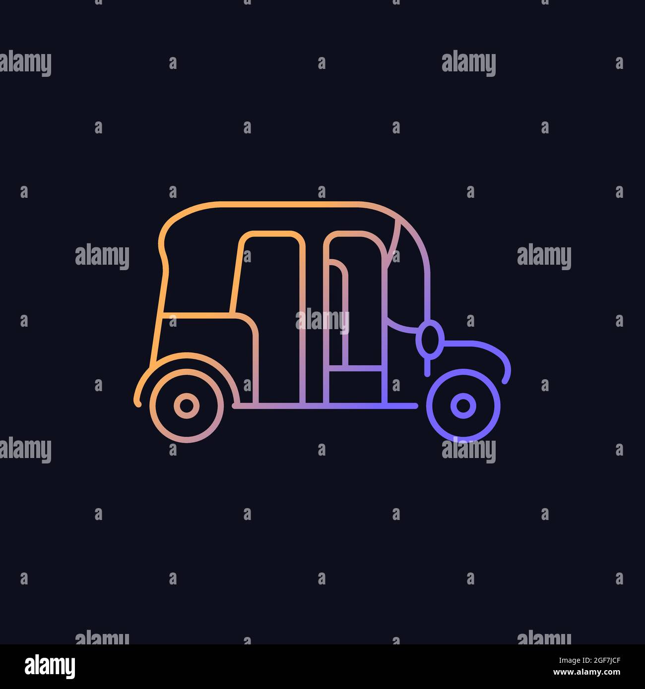 Auto rickshaw gradient vector icon for dark theme Stock Vector