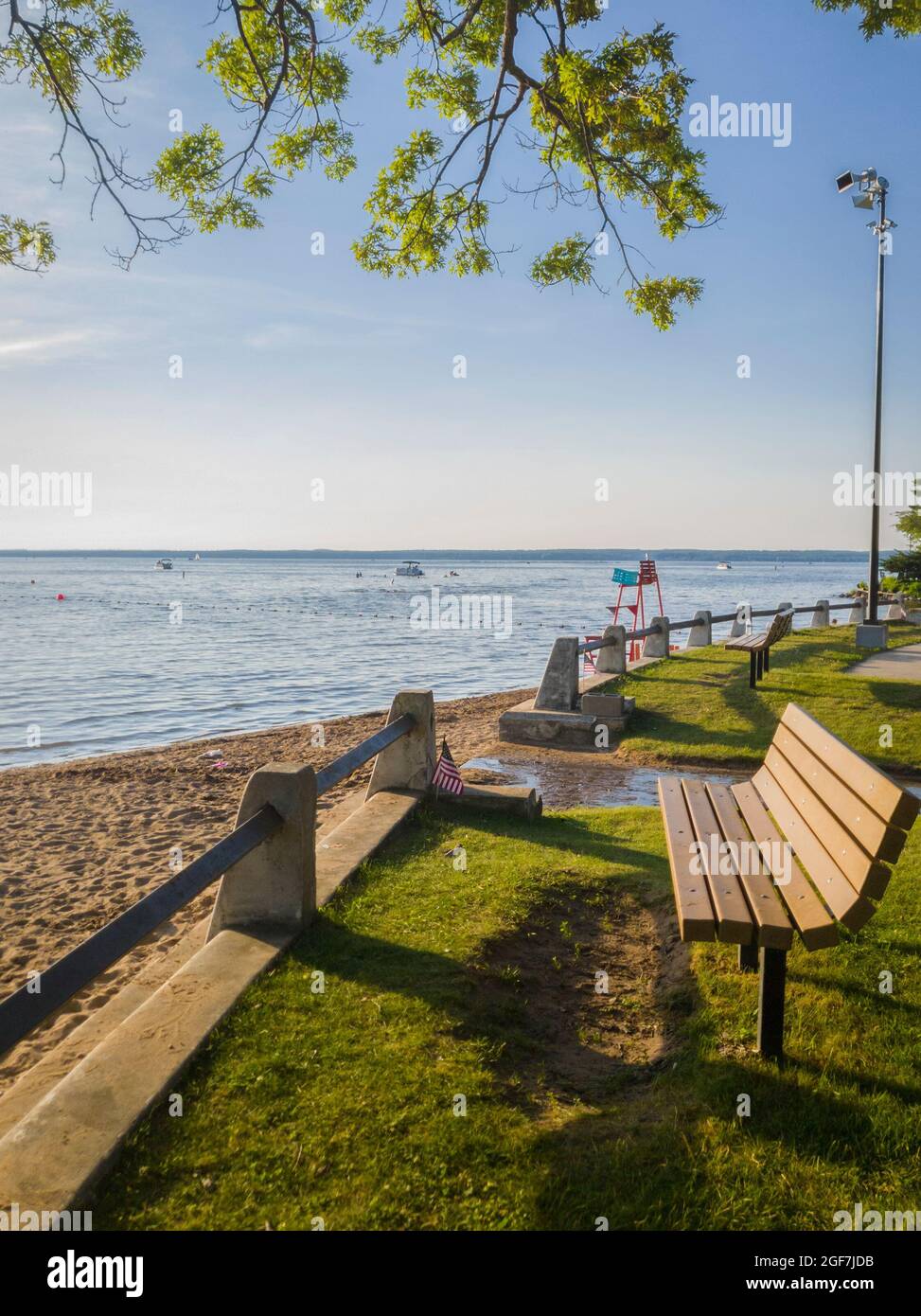 Beach View of Oneida Lake at Verona Beach in Upstate New York Stock
