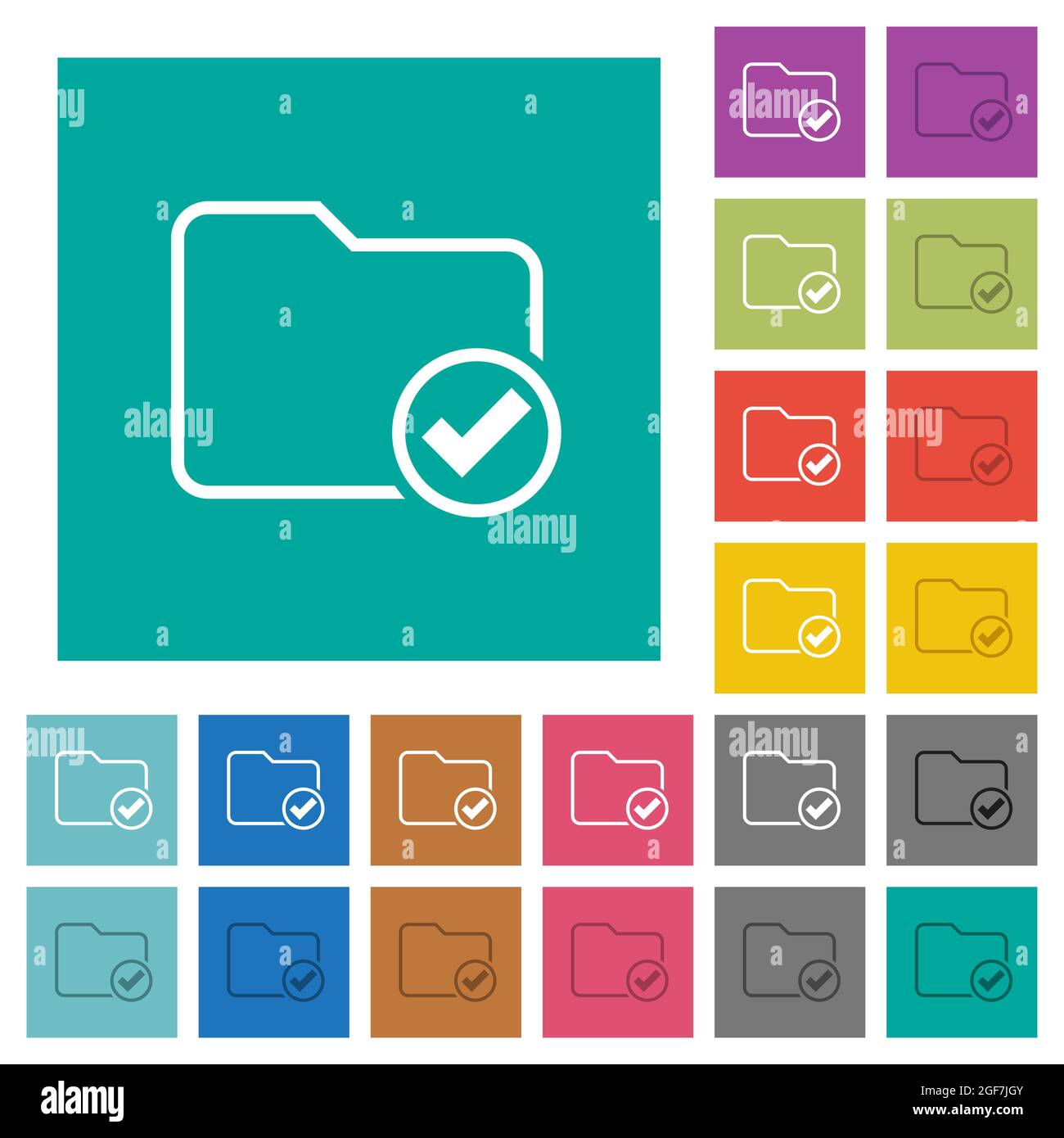Directory ok outline multi colored flat icons on plain square backgrounds. Included white and darker icon variations for hover or active effects. Stock Vector