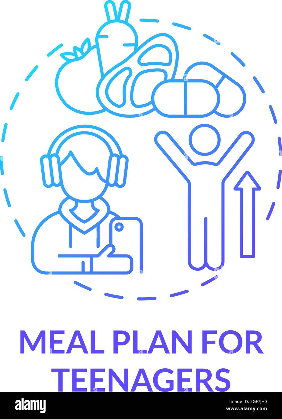 Meal plan for teenagers blue gradient concept icon Stock Vector Image
