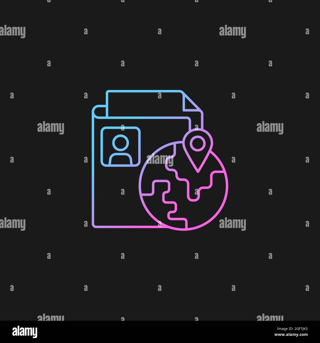 Ethnic origin privacy gradient vector icon for dark theme Stock Vector