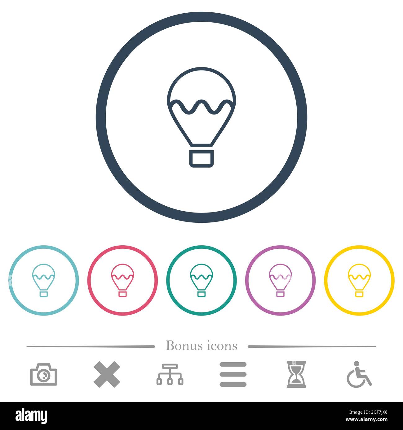 Air balloon outline flat color icons in round outlines. 6 bonus icons ...