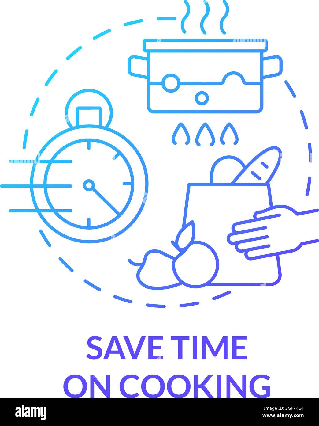 Save time on cooking blue gradient concept icon Stock Vector