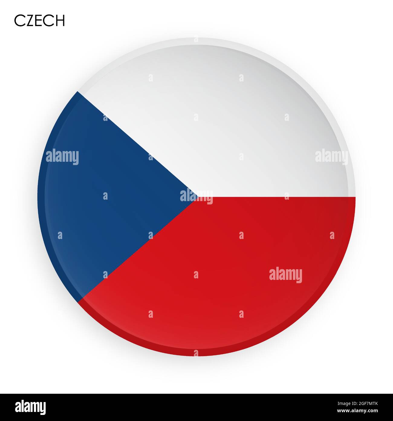 CZECH flag icon in modern neomorphism style. Button for mobile ...
