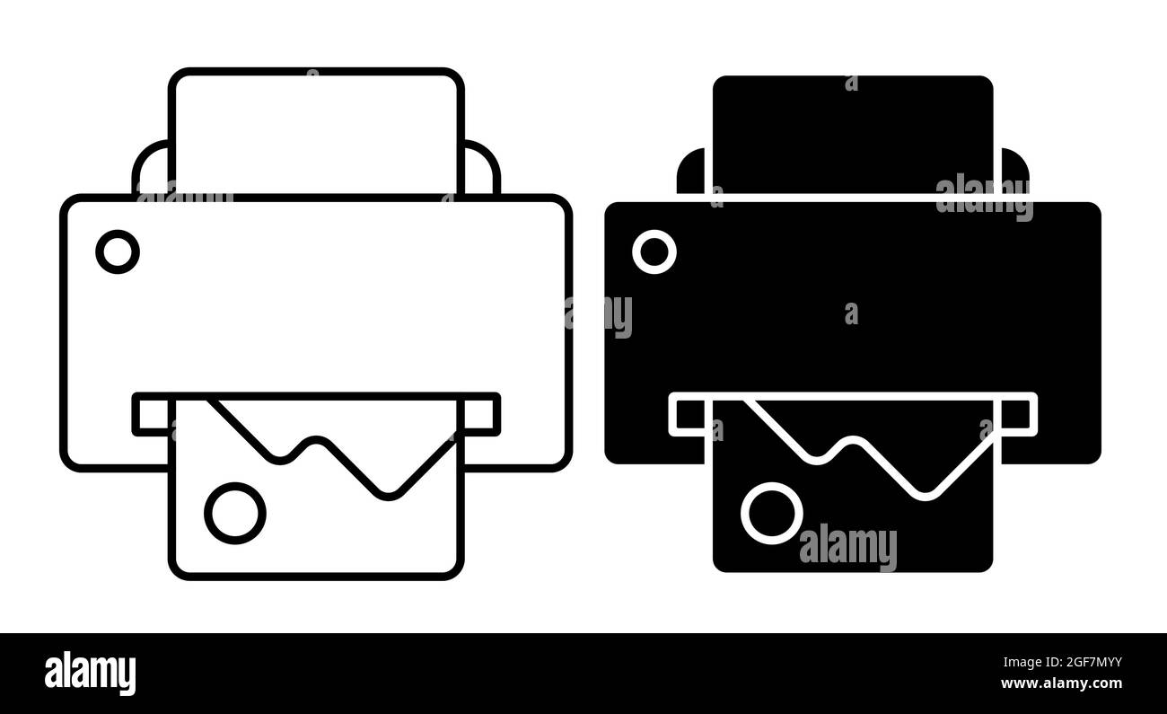 Linear icon. inkjet printer. Printing documents in office using copiers. Simple black and white vector on white background Stock Vector