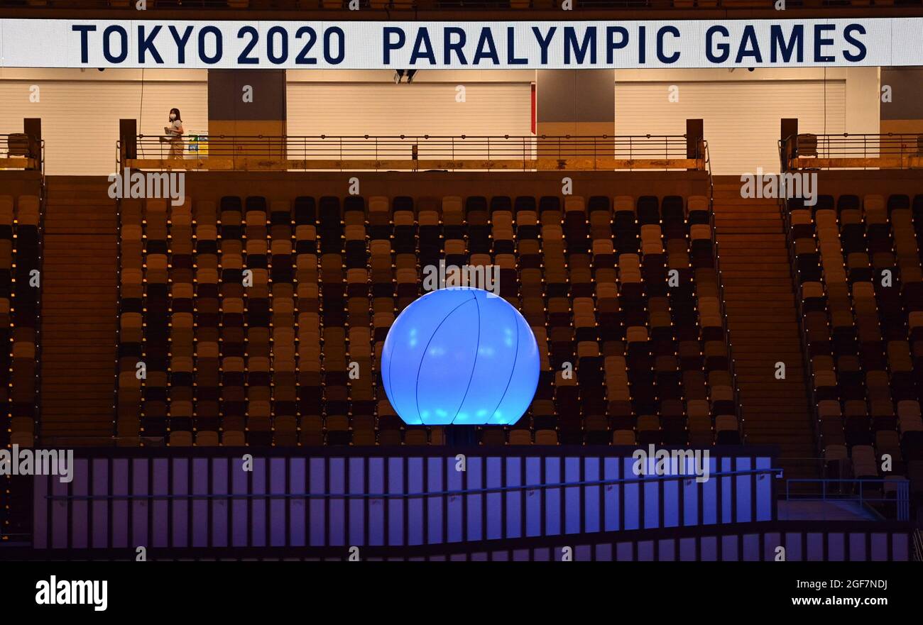 Illustration picture shows an empty stadium during the opening ceremony of the Tokyo 2020 Paralympic Games, Tuesday 24 August 2021, in Tokyo, Japan. T Stock Photo