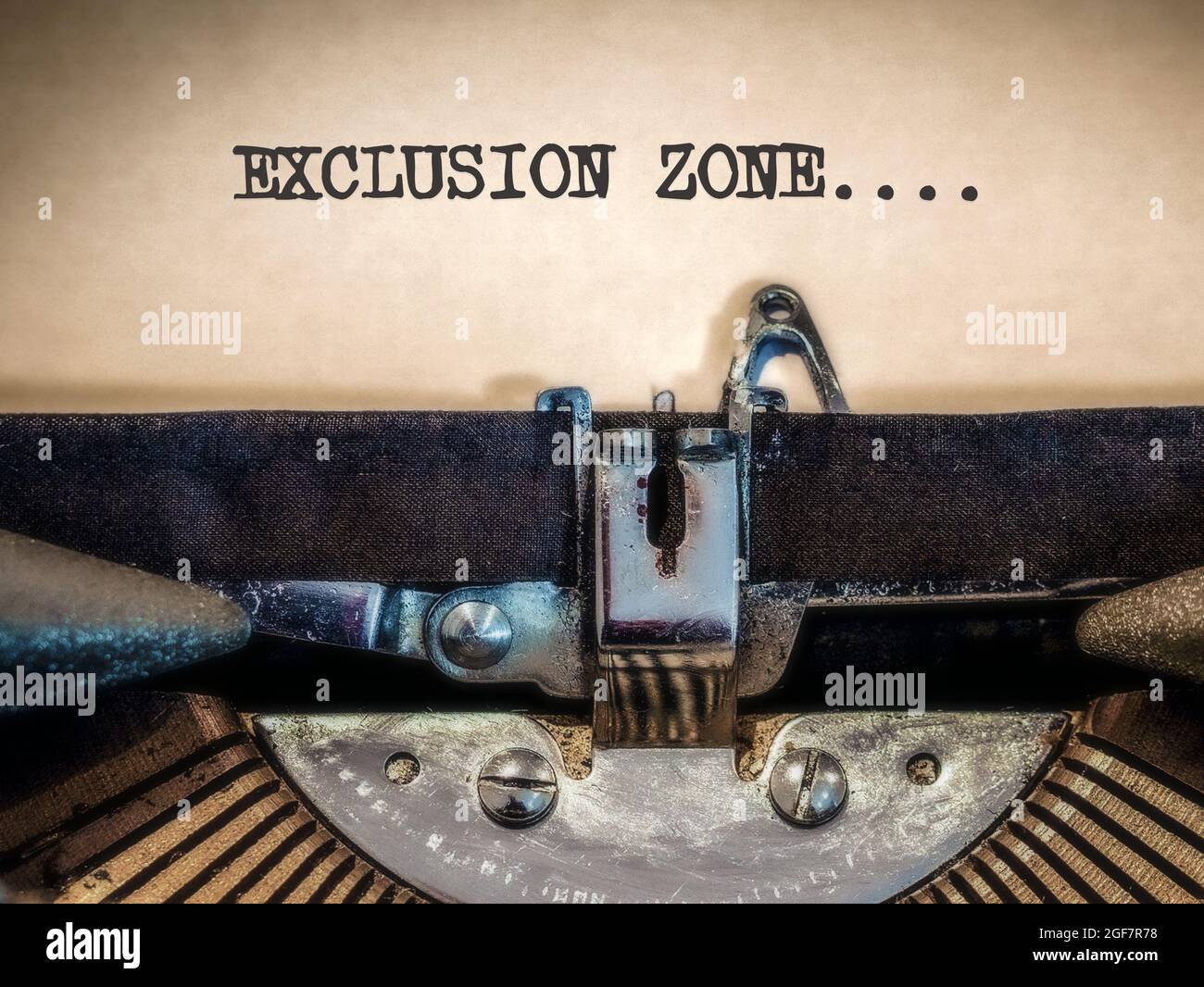 Exclusion Zone displayed on a Typewriter Stock Photo