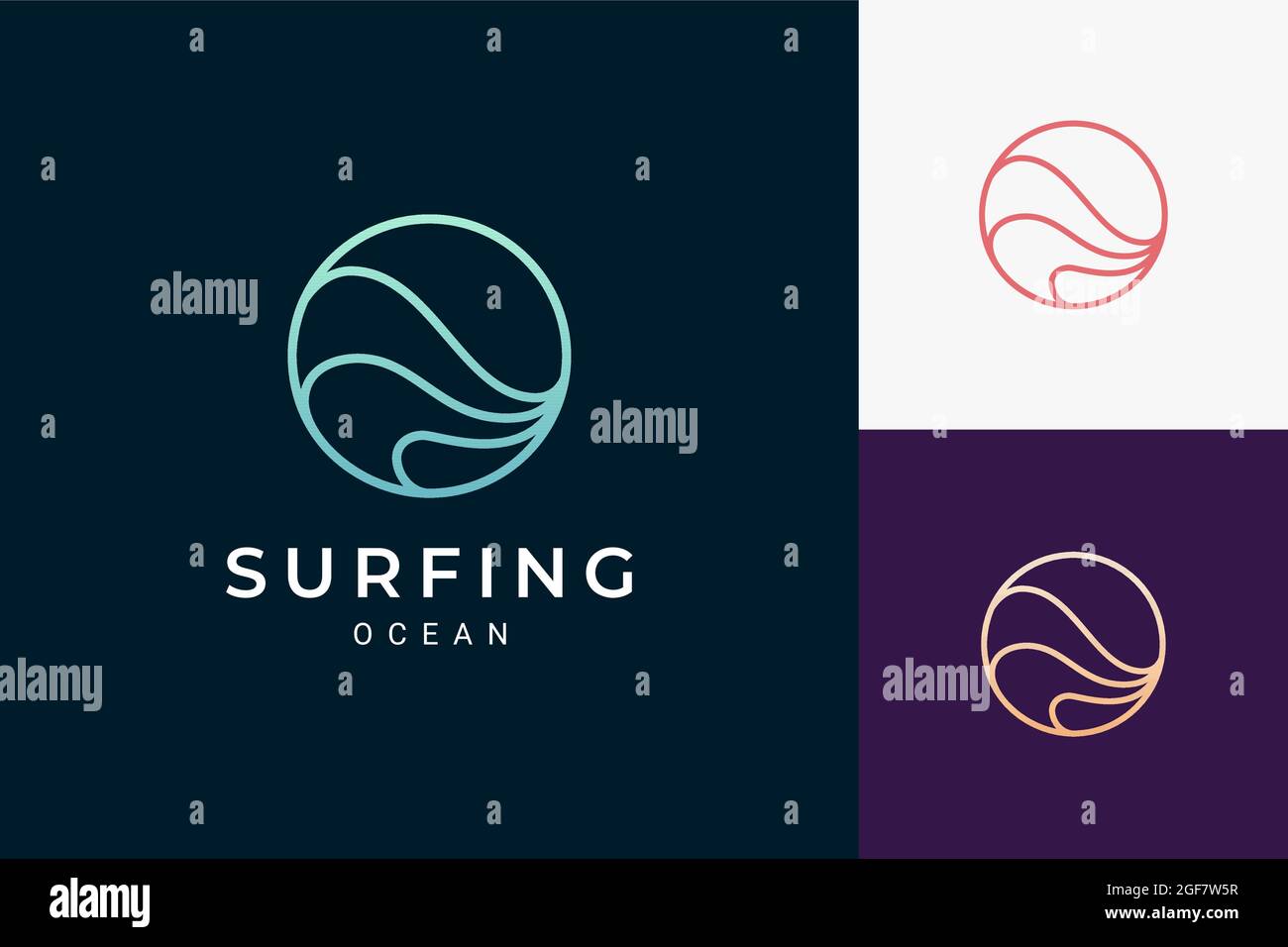 Marine or water theme logo in simple ocean wave circle shape Stock ...