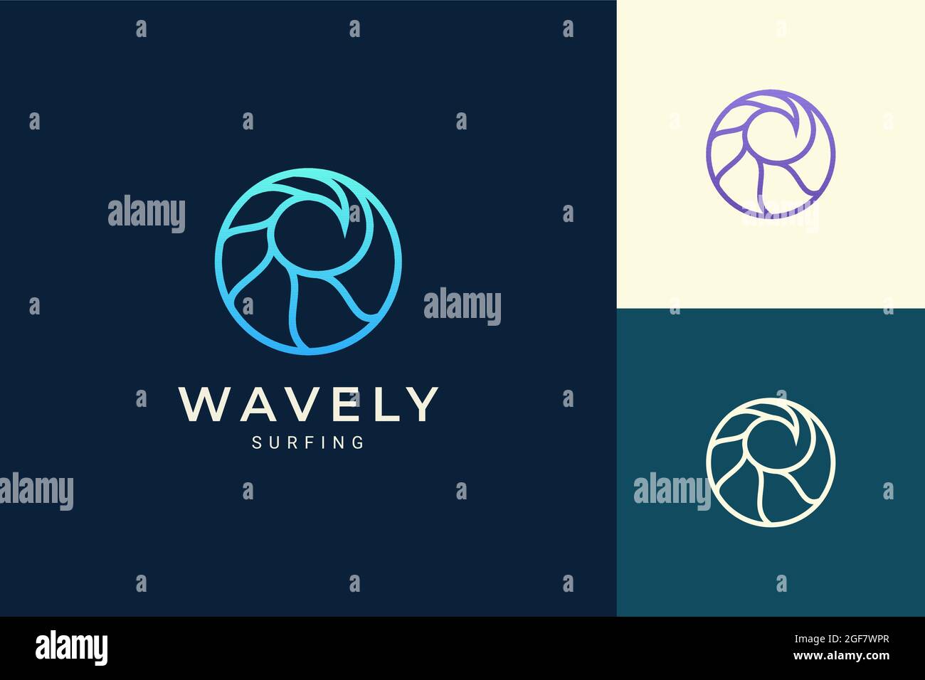 Marine or water theme logo in simple ocean wave circle shape Stock ...